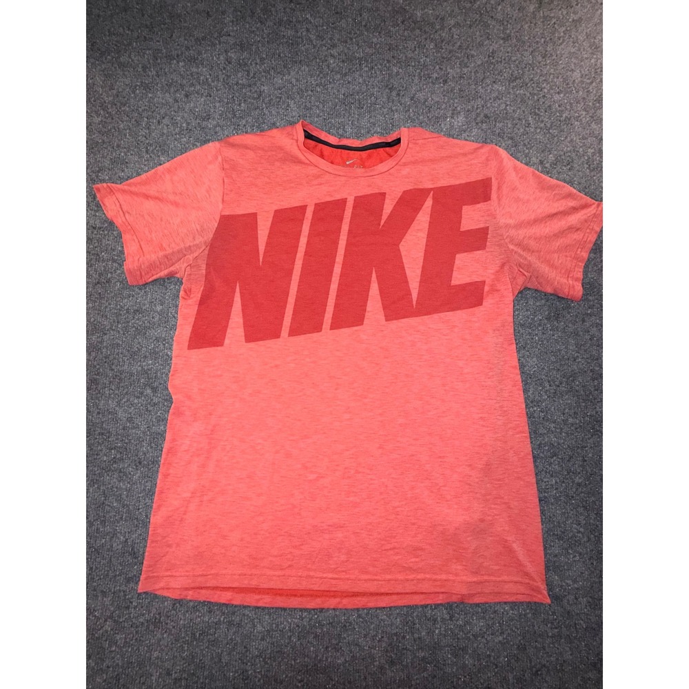Nike Dri-FIT Mens Large Orange Heathered Oversized Logo Graphic T-Shirt